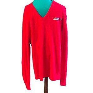 Vintage McBriar Red V-Neck Embroidered GTO Sweater Men's Large Long Sleeve Shirt